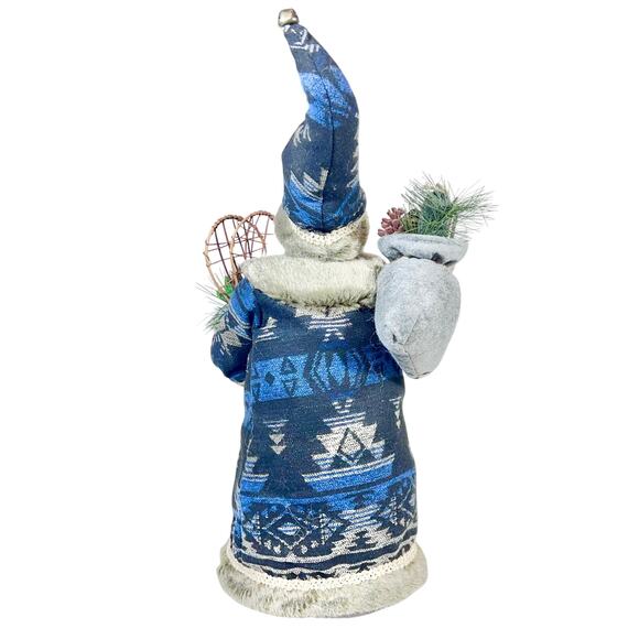 24 inch Santa Tree Topper Blue Fur Coat And Cap With Toy Bag Ski Boots - Picture 3 of 12
